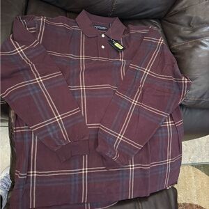 Roundtree & Yorke Men's Burgundy Plaid Shirt Jacket